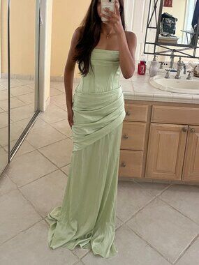b darlin hunter green dress B. Darlin Jacquard Sweetheart Neck Corseted Bodice Side Slit Dress